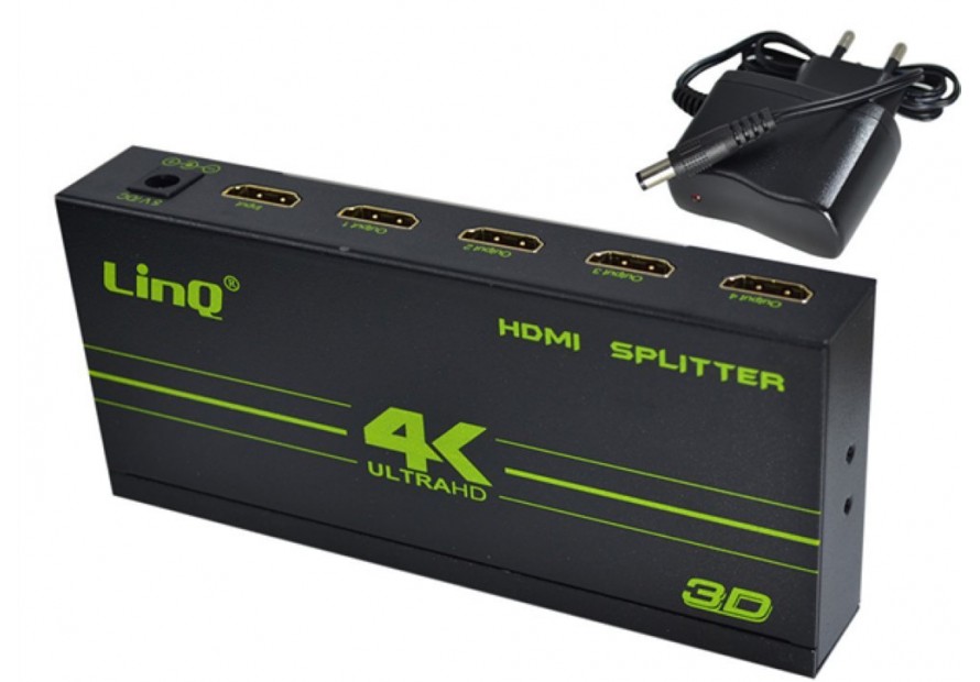 AMPLIFICATORE SPLITTER 1X4 HDMI ULTRA HD 4K 1080P 3D PS4 XBOX LINQ VK-104W